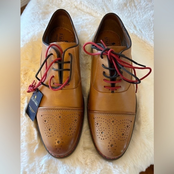 Stafford Genuine leather Jahil Cognac mens dress shoes NWT Sz-9.  I - Picture 11 of 13